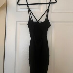 Maxi black dress with mid stomach cutout